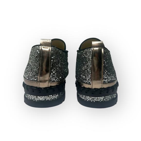 Jolimall Women's Disco Loafer Size 10 Silver Platform Shoe Slip On Glitery Flats - Picture 8 of 10